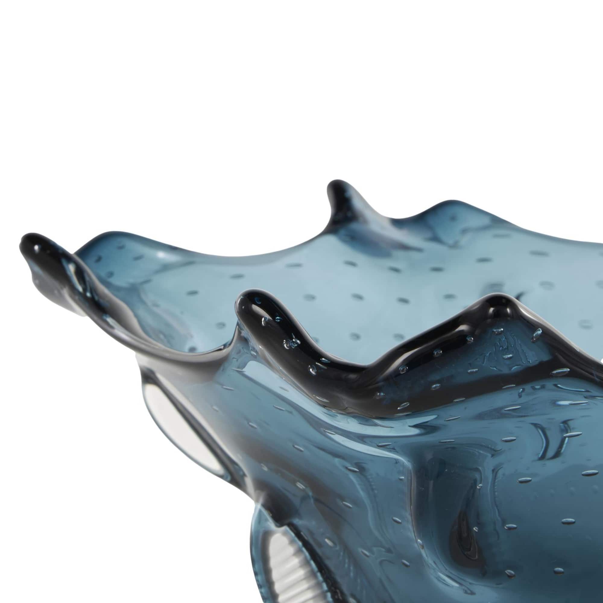 13" Dark Blue Ombre Glass Bowl